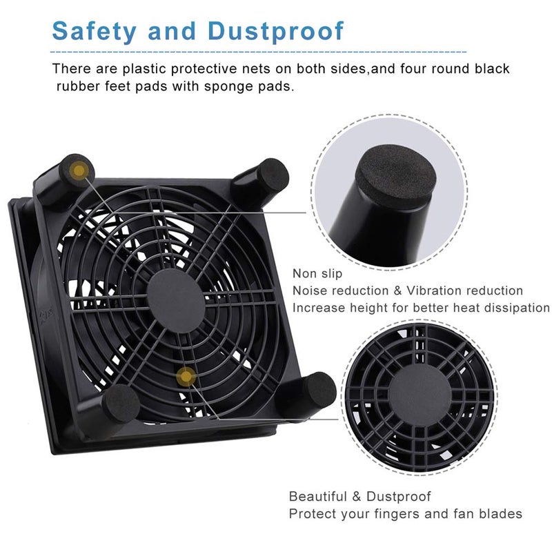 GDSTIME Quiet 120mm Router Fan Cooler with L/M/H 3 Speed Controller, DC 5V USB Powered Case Cooling Fans for Xbox Modem Routers Mini PC DVR TV Box - Image 5